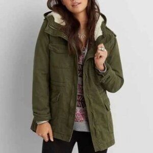 American Eagle Outfitters Women's Military Sherpa Coat Jacket